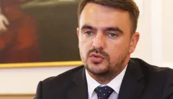 Osijek, 01. 10. 2024, Trg Ante Starčevića 2. Župan Mato Lukić i podpredsjednik Republike Srpske iz reda hrvatskog naroda Davor Pranjić potpisali pismo namjere o suradnji... Davor Pranjić.snimio GOJKO MITIĆ