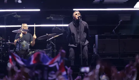 Liam Gallagher from the British rock band Oasis performs during their Oasis Live '25 Tour at the Rose Bowl Stadium in Pasadena, California, U.S., September 6, 2025. REUTERS/Mario Anzuoni Photo: MARIO ANZUONI/REUTERS