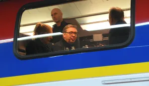 03, October, 2025, Belgrade - The Novi Sad - Subotica high-speed railway was put into operation today, and the first ride from the Belgrade Center railway station to Subotica was taken by the President of the Republic of Serbia Aleksandar Vucic on the "Soko" train. Aleksandar Vucic. Photo: R.Z./ATAImages 03, oktobar 2025, Beograd - Brza pruga Novi Sad - Subotica danas je pustena u rad, a sa zeleznicke stanice Beograd centar ka Subotici prvom voznjom krenuo je predsednik Republike Srbije Aleksandar Vucic vozom "Soko". Photo: R.Z./ATAImages