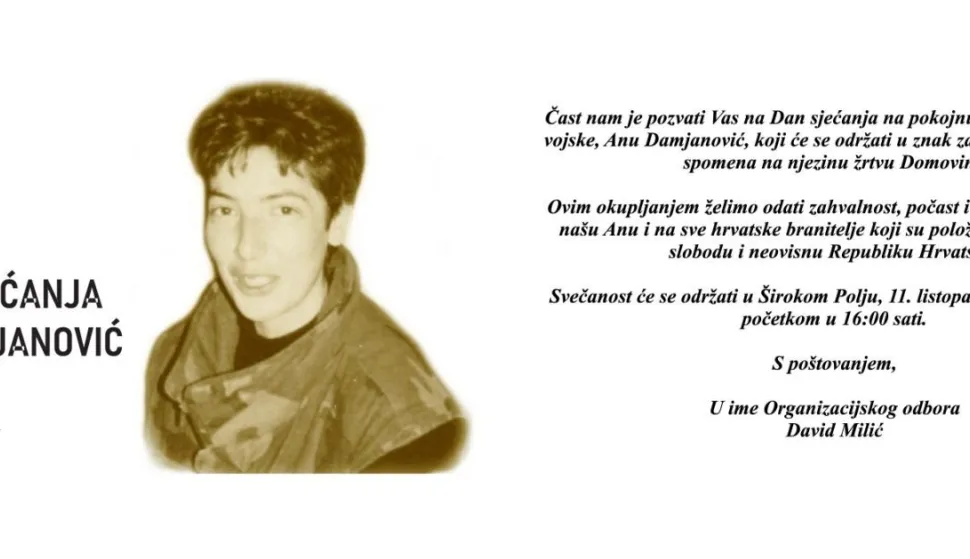 Sjećanje na časnicu Anu Damjanović