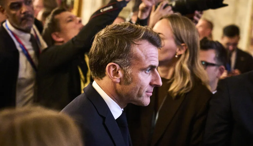 epa12421324 French President Emmanuel Macron after the informal summit in the Danish parliament at Christiansborg Castle in Copenhagen, Denmark, 01 October 2025. EPA/THOMAS TRAASDAHL DENMARK OUT