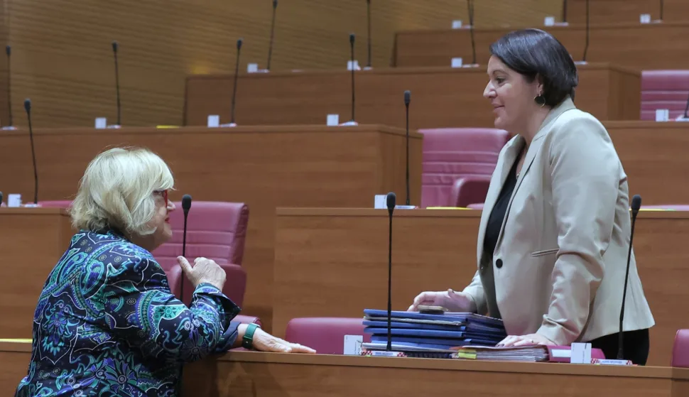 Zagreb.14.10.2025.-- Nastavlja se 7. sjednica Hrvatskoga sabora.Na slici Anka Mrak Taritaš i Marija Lugarić.Foto HINA/Tomislav Pavlek/ tp