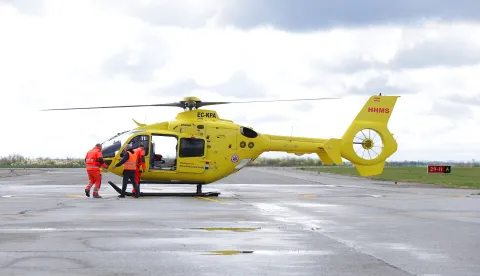 Klisa, 24. 03. 2024., Zracna luka Osijek, HHMS, Helikopterska hitna medicinska sluzba, pokazna vjezba, helitkopter, Beros, Lukic, RadicSNIMIO BRUNO JOBST