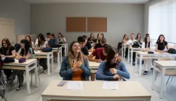 Osijek, 08. 09. 2025., Prvi dan &scaron;kole u novoj I. Gimnaziji u Strossmayerovojučenici; učenik; &scaron;kola; srednjo&scaron;kolci; srednjo&scaron;kolac; &scaron;kolske klupe; gimnazija