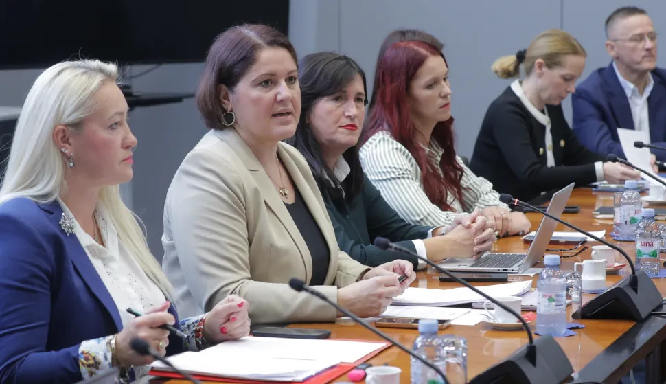 Zagreb.30.10.2025.-- U organizaciji Kluba zastupnika SDP-a održan je okrugli stol"Maloljetničko nasilje", s ciljem otvaranja političke i stručne rasprave o porastu maloljetničkog nasilja i potrebi za sveobuhvatnim rješenjima koja uključuju obitelj, školu, institucije, lokalnu zajednicu i državnu vlast.Na slici Marija Lugarić.Foto HINA/Tomislav Pavlek/ tp