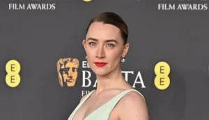Saoirse Ronan attends the 2025 EE BAFTA Film Awards at The Royal Festival Hall in London, England. UK. Sunday 16th February 2025. (Photo by James Warren/Famous Images/Sipa USA) Photo: Famous Images/SIPA USA
