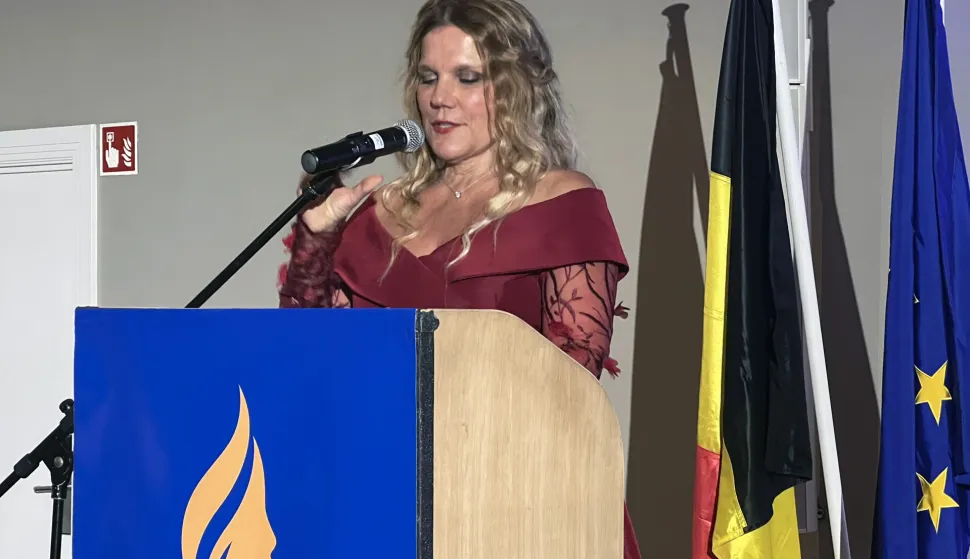 Bruxelles, 3.11.2025.- Svestrana umjetnica, multijezi?na kantautorica i akademska glumica Elis Lovri? je jedna je od osam dobitnica nagrade EWILA (European Women?s International Leadership Award), koja joj uru?ena u ponedjeljak na sve?anosti u Bruxellesu. foto HINA/ Slavko Vukadin/ ua