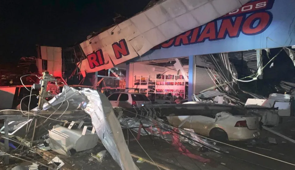 epa12512462 A handout photo made available by Brazil's Parana State Fire Department shows destruction caused by a tornado in the city of Rio Bonito do Iguacu, Parana state, Brazil, 08 November 2025. At least five people died and some 430 were injured, nine of them seriously, after the tornado with winds of up to 250 kilometers per hour made its path through cities in Parana, a southern Brazilian state bordering Paraguay, Civil Defense reported. EPA/Parana State Fire Department HANDOUT ONLY AVAILABLE TO ILLUSTRATE THE ACCOMPANYING NEWS STORY (CREDIT REQUIRED) HIGHEST QUALITY AVAILABLEHANDOUT EDITORIAL USE ONLY/NO SALES