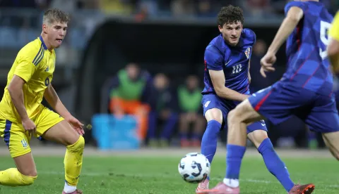 Velika Gorica, 13.10.2025 - Kvalifikacijska utakmica UEFA Europskog prvenstva U-21, Hrvatska i Ukrajina.foto HINA/ Daniel KASAP/ dk