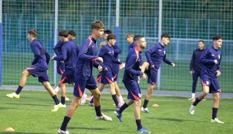Osijek, 27. 10. 2025., Opus Arena, Hrvatska nogometna reprezentacija, U-17, priprema, pripreme, trening SNIMIO BRUNO JOBST
