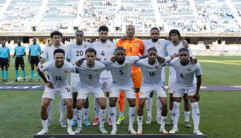 Players of Curacao pose before the start the Concacaf Gold Cup Group B match between Curacao and Honduras. on June 24, 2025 at PayPal Park in San Jose, California. (Photo by Ismael Sanchez Garcia/ Eyepix Group/Sipa USA) Photo: Eyepix/SIPA USA