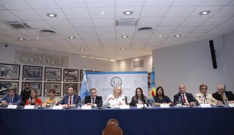 epa12533659 A panel of judges presiding over the trial of Judge Julieta Makintach read the verdict in La Plata, Argentina, 18 November 2025. The Buenos Aires Legislature's Impeachment Jury removed Makintach from office. Last May, the judge had annulled the trial concerning the death of former soccer player Diego Armando Maradona after appearing in an unauthorized documentary about the case. EPA/Demian AldayEstevez