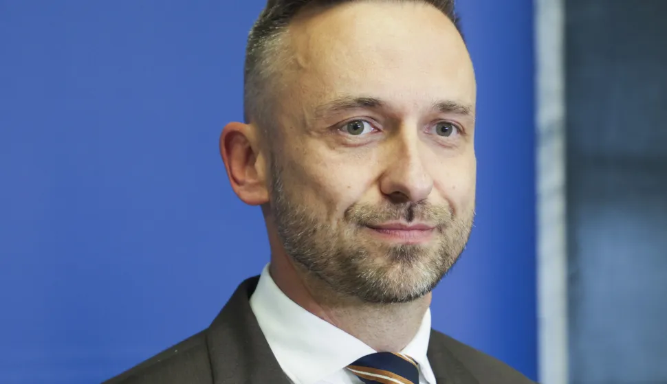 Zagreb, 15.10.2025. - Četvrti sastanak pregovaračkih odbora Vlade Republike Hrvatske i predstavnika sindikata državne i javnih službi (na fotografiji). Na fotografiji ministar Marin Piletić. foto HINA/ Lana SLIVAR DOMINIĆ/ lsd