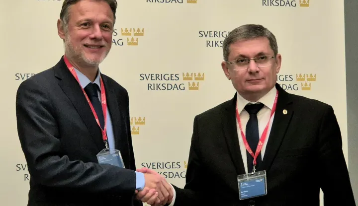 Stockholm, 24.11.2025. - Predsjednik Hrvatskog sabora Gordan Jandroković održao je bilateralni sastanak s predsjednikom Parlamenta Republike Moldove Igorom Grosuom na marginama 4. parlamentarnog summita Međunarodne krimske platforme. foto HINA/ Hrvatski sabor/ ml