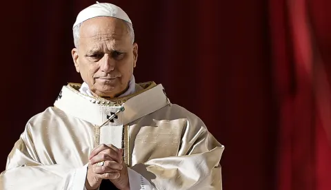 epa12543863 Pope Leo XIV presides the Holy Mass for the Jubilee of Choirs and Choral Society, in Saint Peter's Square, in Vatican City, 23 November 2025. EPA/ANGELO CARCONI