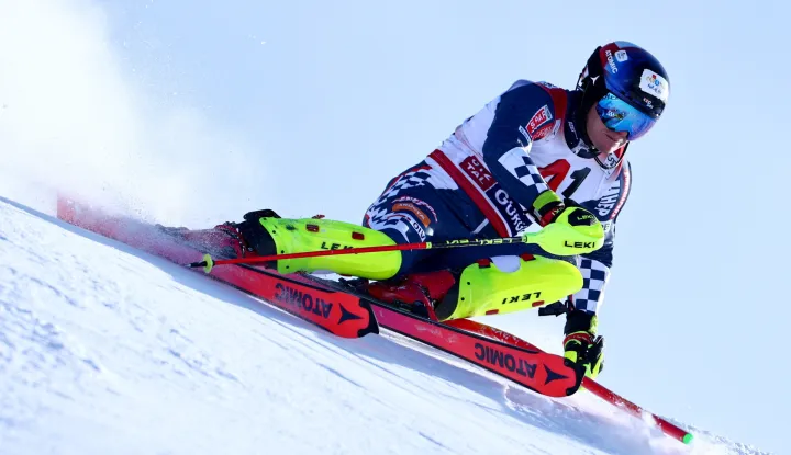 epa12541630 Filip Zubcic of Croatia competes in the 1st run of the Men's Alpine Skiing World Cup Slalom in Gurgl, Austria, 22 November 2025. EPA/ANNA SZILAGYI