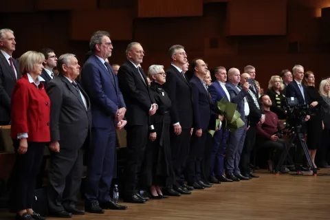 30.11.2025., Zagreb - Predsjednik Savjeta za nacionalne manjine Tibor Varga ugostio je predsjednika Vlade Andreja Plenkovica na manifestaciji: Kulturno stvaralastvo nacionalnih manjina u Koncertnoj dvorani Vatroslava Lisinskog. Zemlja partner ovogodisnje manifestacije Kulturno stvaralastvo nacionalnih manjina je Ukrajina. Photo: Sanjin Strukic/PIXSELL