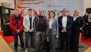 Osijek, 01. 12. 2025, Arheolo&scaron;ki muzej, izložba "Batina - blago križa". Otvorenje izložbe. Izložbu je otvorila ministrica kulture RH, Nina Obuljen Koržinek. Domagoj Topić,&nbsp;..., Nina Obuljen Koržinek...snimio GOJKO MITIĆ