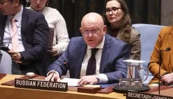 epa12538517 Russia Ambassador Vassily Nebenzia speaks during a United Nations Security Council meeting discussing the maintenance of peace and security of Ukraine at United Nations Headquarters in New York, New York, USA, 20 November 2025. A recent proposal drafted by the US and Russia was released to end the war in Ukraine. EPA/SARAH YENESEL