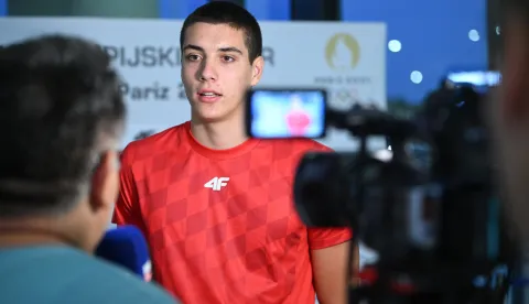 03.08.2024., Zagreb -Iz Pariza se vratio hrvatski plivacki olimpijac Jere Hribar. Photo: Igor Soban/PIXSELL