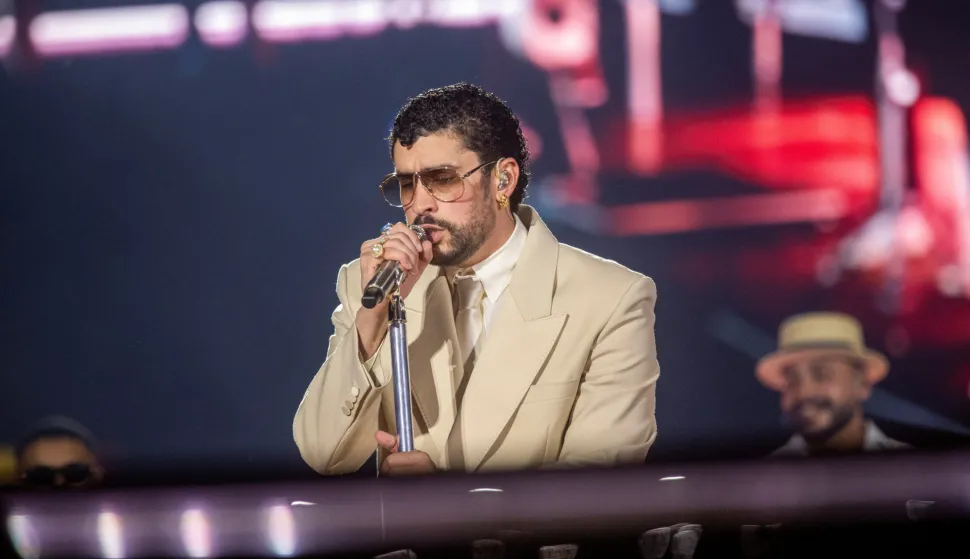 Puerto Rican singer Bad Bunny performs during the opening concert of his "DeBi TiRAR MaS FOToS World Tour" at the Felix Sanchez Olympic Stadium in Santo Domingo, Dominican Republic, on November 21, 2025. REUTERS/Erika Santelices Photo: ERIKA SANTELICES/REUTERS