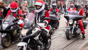 Osijek, 6. 12. 2025., Moto mrazovi, Trg A. Starčevićamotomrazovi; moto klub; motori; motoristi; djeca; advent; posjetitelji