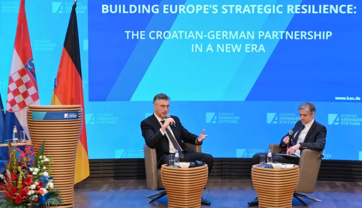 Berlin, 09.12.2025 - Predavanje predsjednika Vlade Andreja Plenkovića u Zakladi Konrad Adenauer. foto HINA/ Vlada RH/ ik