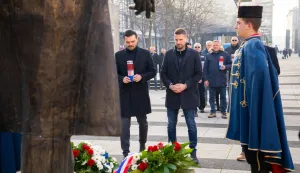 Osijek, 10. 12. 2025., Obljetnica smrti Franje Tuđmana, Trg SlobodeDragan Vulin; Ivan Radić; branitelji; obljenica; Franjo Tuđman