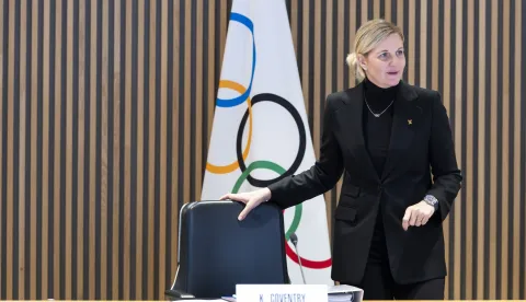 epa12579938 International Olympic Committee (IOC) President Kirsty Coventry arrives during the opening of the executive board meeting of the International Olympic Committee (IOC), at the Olympic House, in Lausanne, Switzerland, 09 December 2025. EPA/CYRIL ZINGARO