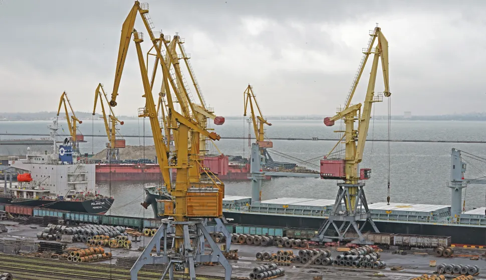(220303) -- ODESSA, March 3, 2022 (Xinhua) -- Photo taken on March 3, 2022 shows the view of the port of Odessa, Ukraine. (Xinhua/Wang Qing) Photo: Wang Qing/XINHUA