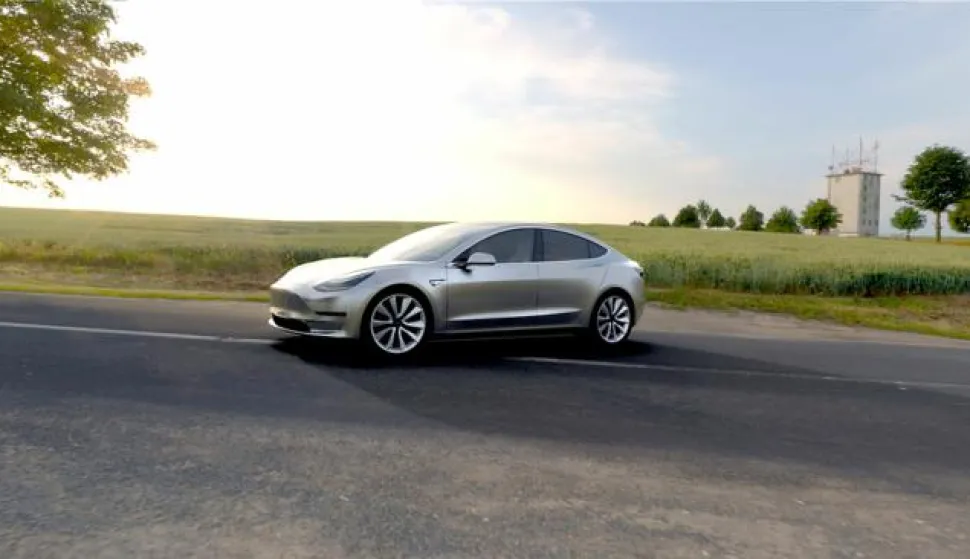 epa05238744 An undated handout photo made available by Tesla late 31 March 2016 shows the Tesla Model 3 electric car that was unveiled in Hawthorne, California, USA, 31 March 2016. According to the Tesla media relations website, 'the Model 3 should be the safest car in its class once testing completes. This, combined with over 200 miles of range while starting at 35,000 US dollars before incentives, makes Model 3 an extraordinary mid-size sedan.Model 3 will begin production in late 2017, ramping Tesla vehicle production to 500,000 vehicles per year.' EPA/TESLA/HANDOUT HANDOUT EDITORIAL USE ONLY/NO SALES