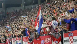Osijek, 09. 06. 2025, Opus Arene, utakmica, kvalifikacije za svjetsko prvenstvo, Hrvatska - Če&scaron;ka. Navijači, tribine.snimio GOJKO MITIĆ
