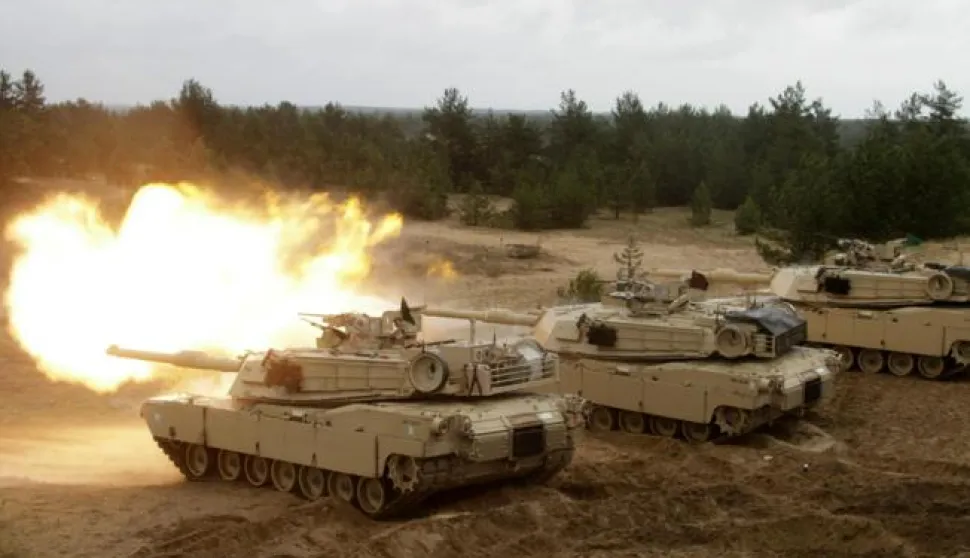 epa10429121 (FILE) - A US Army Abrams tank fires during the Saber Strike military exercises in Adazi military training area, Latvia, 11 June 2016 (reissued 25 January 2023). The US are to send some 31 of their M1 Abrams tanks to the Ukraine, US President Biden announced on 25 January 2023. The annnouncement comes the same day Germany cleared the way for deliveries of German-made Leopard 2 tanks to the Ukraine. Russian troops entered Ukraine territory on 24 February 2022, starting an armed conflict that has provoked destruction and a humanitarian crisis. EPA/VALDA KALNINA *** Local Caption *** 52817165