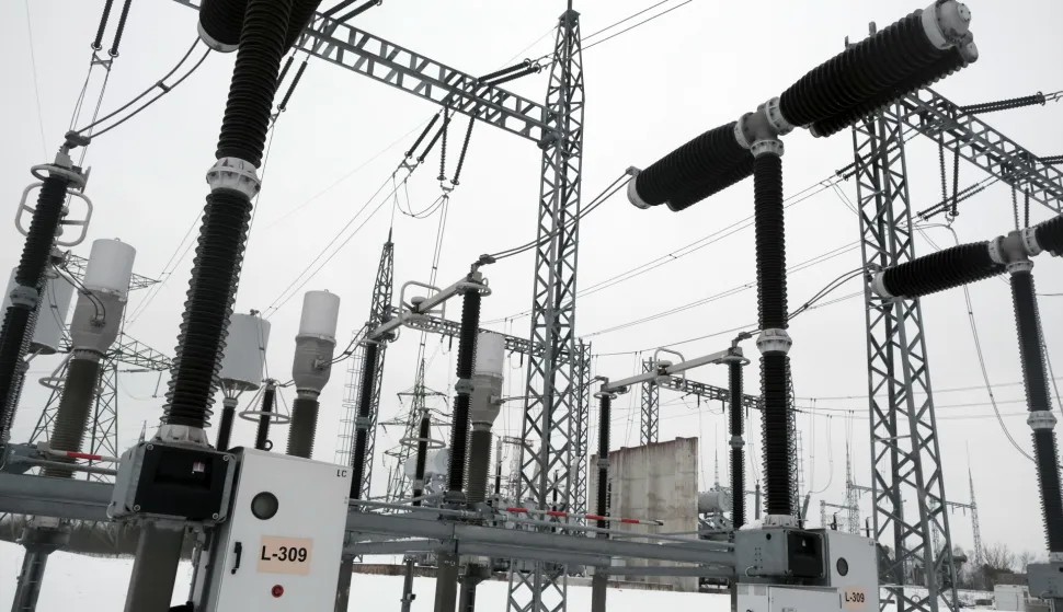 epa11882612 A high voltage substation in Rezekne, Latvia, 08 February 2025. The Baltic states of Lithuania, Latvia, and Estonia on 08 February cut ties with Russia's power grid to join the European Union's network, as the three countries are about to take a historic energy security step on 09 February when they synchronize their former Soviet electricity systems with the Continental Europe Network (CEN). EPA/VALDA KALNINA