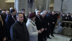 Zagreb.25.12.2025.- Povodom svetkovine Božića zagrebački nadbiskup mons. Dražen Kutle&scaron;a predvodio je misno slavlje.Na slici Gordan Jandroković,Andrej Plenković,Željko Reiner,Davor Božinović,Radovan Fuchs i Gordan Grlić Radman. Foto HINA/Tomislav Pavlek/ tp