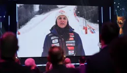 Zagreb, 26.12.2025 - Tradicionalno progla&scaron;enje najboljih sporta&scaron;a Hrvatske u izboru Sportskih novosti u kojem najbolje sporta&scaron;e biraju hrvatski sportski novinari i to u četiri kategorije: najbolji sporta&scaron; i sporta&scaron;ica, najbolja mu&scaron;ka i ženska ekipa. Najboljom sporta&scaron;icom Hrvatske progla&scaron;ena je osvajačica Malog kristalnog globusa u slalomu skija&scaron;ica Zrinka Ljutić koja se video porukom javila iz Semmeringa gdje je očekuju veleslalom i slalom.foto HINA/ Damir&nbsp;SENČAR/&nbsp;ds