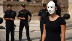 22.09.2023., Pula: Prigodnim performanceom i mimohodom gradskim centrom, u Puli je odrzan prosvjed protiv nasilja nad zenama. Photo: Sasa Miljevic/PIXSELL