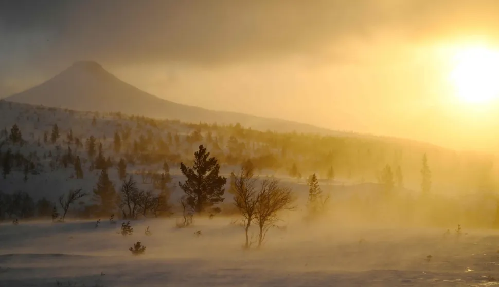 Strong winds blow at Idre mountains as storm Johannes moves in over northern Sweden causing disruptions on December 27, 2025. (Photo by Nisse SCHMIDT/various sources/AFP)/Sweden OUT