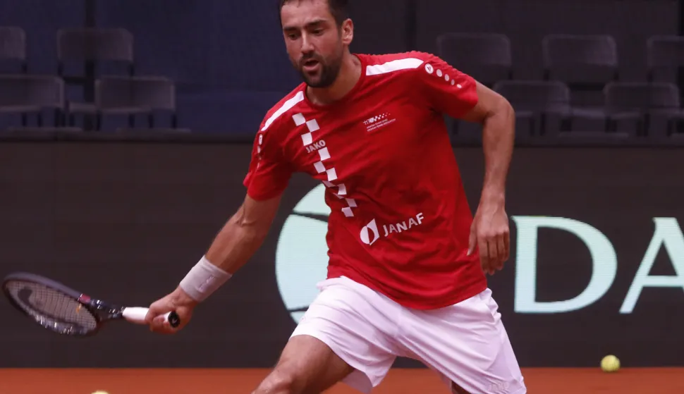 Osijek, 07.09.2025. - Uoči drugog kola kvalifikacija za odlazak na zavr&scaron;ni turnir Davis Cupa protiv Francuske u Osijeku 12. i 13. rujna Davis cup reprezentativci Hrvatske odradili su prvi trening. Na fotografiji Marin Čilić. foto HINA/ HTS/ Mario ĆUŽIĆ/ ml