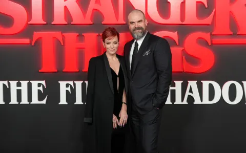 David Harbour and Lily Allen attend the opening night gala of Stranger Things: The First Shadow, at the Phoenix Theatre, London. Picture date: Thursday December 14, 2023. Photo: Jeff Moore/PRESS ASSOCIATION