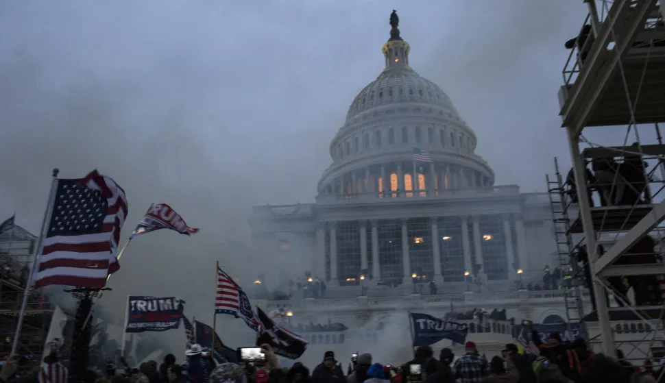 January 6, 2021, Washington, District of Columbia, U.S.A: Security forces respond with tear gas after the US President Donald Trumps supporters breached the US Capitol security in Washington D.C., United States on January 06, 2021. Pro-Trump rioters stormed the US Capitol as lawmakers were set to sign off Wednesday on President-elect Joe Biden's electoral victory in what was supposed to be a routine process headed to Inauguration Day. (Credit Image: &Acirc;&copy; Probal Rashid/ZUMA Wire