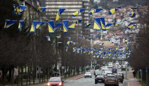 27.02.2025., Sarajevo, Bosna i Hercegovina - Povodom Dana nezavisnosti Bosne i Hercegovine ulice u Sarajevu su ukrasene zastavama BiH. Photo: Armin Durgut/PIXSELL