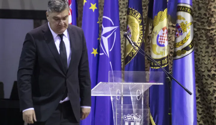 Zagreb, 19.12.2025 - Predsjednik Republike Zoran Milanović sudjelovao je na svečanosti obilježavanja 34. obljetnice Hrvatskog vojnog učili&scaron;ta "Dr. Franjo Tuđman". Na fotografiji Zoran Milanović. foto HINA/ Daniel KASAP/ dk