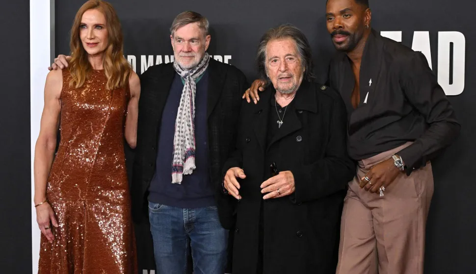 (L-R) US actress Kelly Lynch, US film director Gus Van Sant, US actors Al Pacino and Colman Domingo attend the LA screening of "Dead Man's Wire" at AMC The Grove 14 in Los Angeles on January 7, 2026. (Photo by LISA O'CONNOR/AFP)