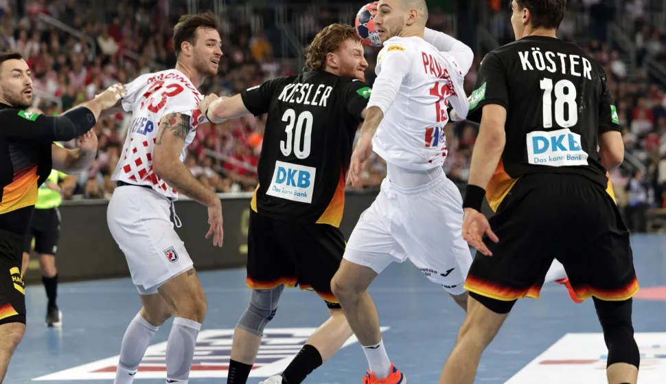 Zagreb, 8.1.2026 - Prijateljska utakmica rukometa&scaron;a Hrvatske i Njemačke u Areni Zagreb, uoči Europskog prvenstva koje počinje 15. siječnja. Na slici Ivano Pavlović.Foto Hina/ Dario GRZELJ/ dag