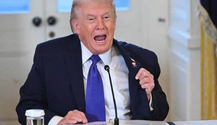 US President Donald Trump speaks during a meeting with US oil companies executives in the East Room of the White House in Washington, DC on January 9, 2026. President Trump is aiming to convince oil executives to support his plans in Venezuela, a country whose energy resources he says he expects to control for years to come. US forces seized Venezuelan president Nicolas Maduro in a sweeping military operation on January 3, with Trump making no secret that control of Venezuela's oil was at the heart of his actions. (Photo by SAUL LOEB/AFP)