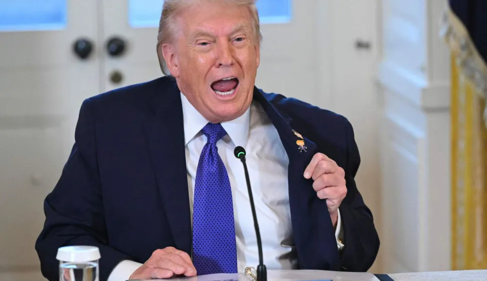 US President Donald Trump speaks during a meeting with US oil companies executives in the East Room of the White House in Washington, DC on January 9, 2026. President Trump is aiming to convince oil executives to support his plans in Venezuela, a country whose energy resources he says he expects to control for years to come. US forces seized Venezuelan president Nicolas Maduro in a sweeping military operation on January 3, with Trump making no secret that control of Venezuela's oil was at the heart of his actions. (Photo by SAUL LOEB/AFP)