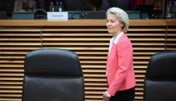 European Commission President Ursula von der Leyen arrives for the weekly meeting of EU Commissioners in Brussels on January 14, 2026. (Photo by Nicolas TUCAT/AFP)