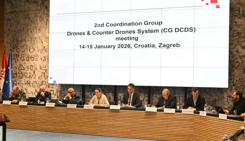 Zagreb, 15.01.2026. - Sastanak trilateralne skupine zadužene za koordinaciju europskih sposobnosti za suzbijanje dronova. foto HINA/ MORH/ ml