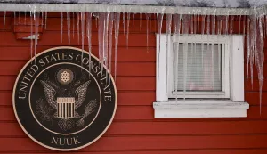 Icicles hang from the roof of the US consulate in Nuuk, Greenland on January 15, 2026. Denmark's prime minister said on January 15, 2026 that the US ambition to take control of Greenland remained "intact" and that there were still a "fundamental disagreement" between the countries, despite high-stakes White House talks. (Photo by Alessandro Rampazzo/AFP)